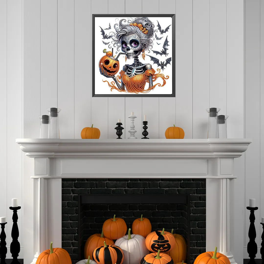 Diamond Painting - Partial Special Shaped Drill - Halloween Skull(Canvas|30*30cm)