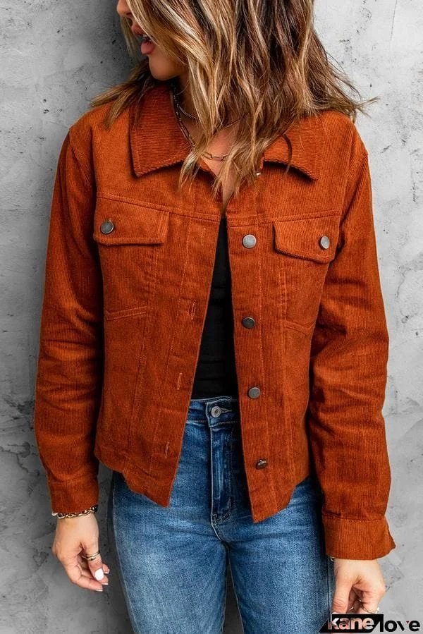 Corduroy Button-Down Jacket with Pocket