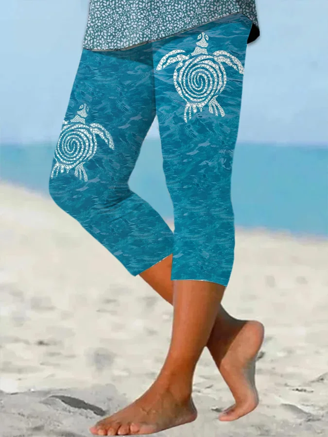 Women's Hawaiian Turtle Print Resort Casual Leggings