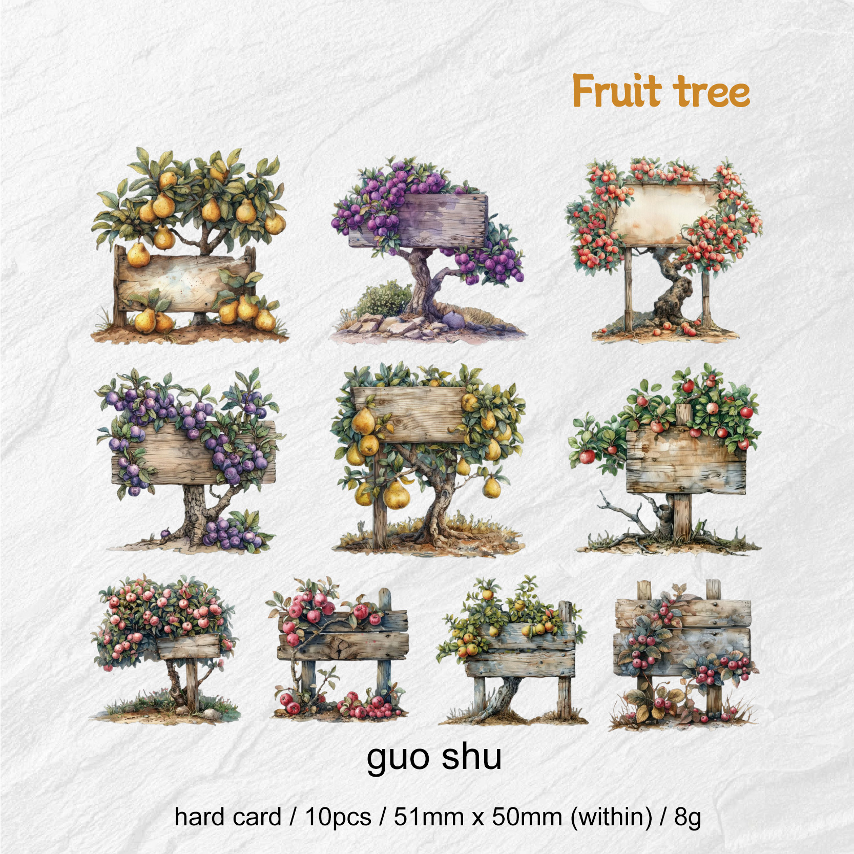 Sticker - Farm Diary Series Vintage Vegetable Fruit Landscape 