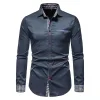 Fashion men's solid color lattice  shirt
