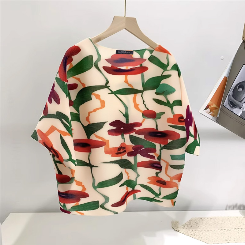 ZANZEA Women Blouses Bohemian Floral Print Tops Tunics Casual Summer Half Sleeve Shirts Korean Holiday Round Neck Blusa