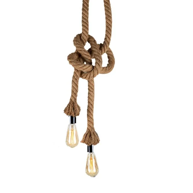 Vintage Hemp Rope Pendant Light E27 Loft Creative Personality Industrial Pendant Lamp for Restaurant Coffee