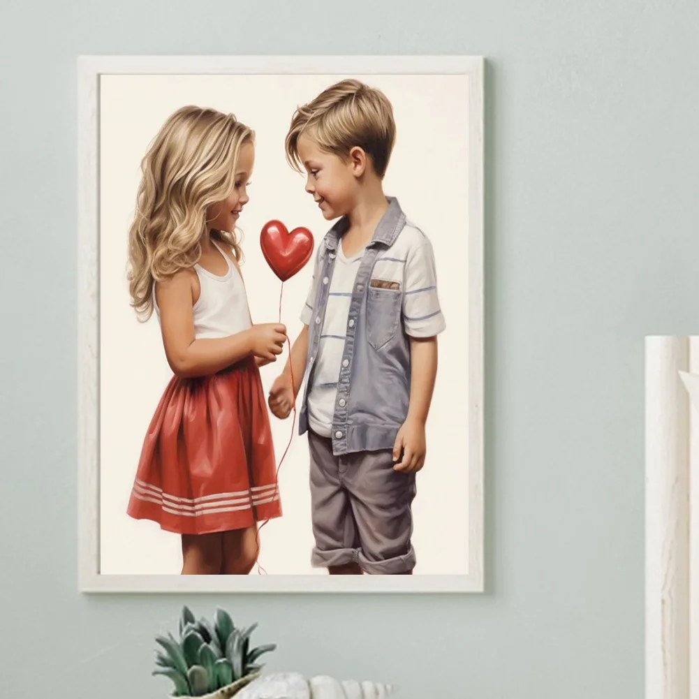 Diamond Painting - Full Round Drill - Kid Sweet Couple(Canvas|30*40cm)