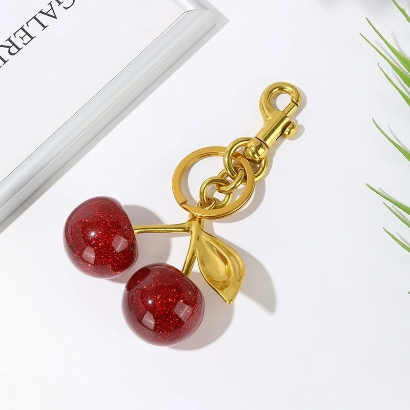 Original Design Cute Cherry Alloy Resin Keychain