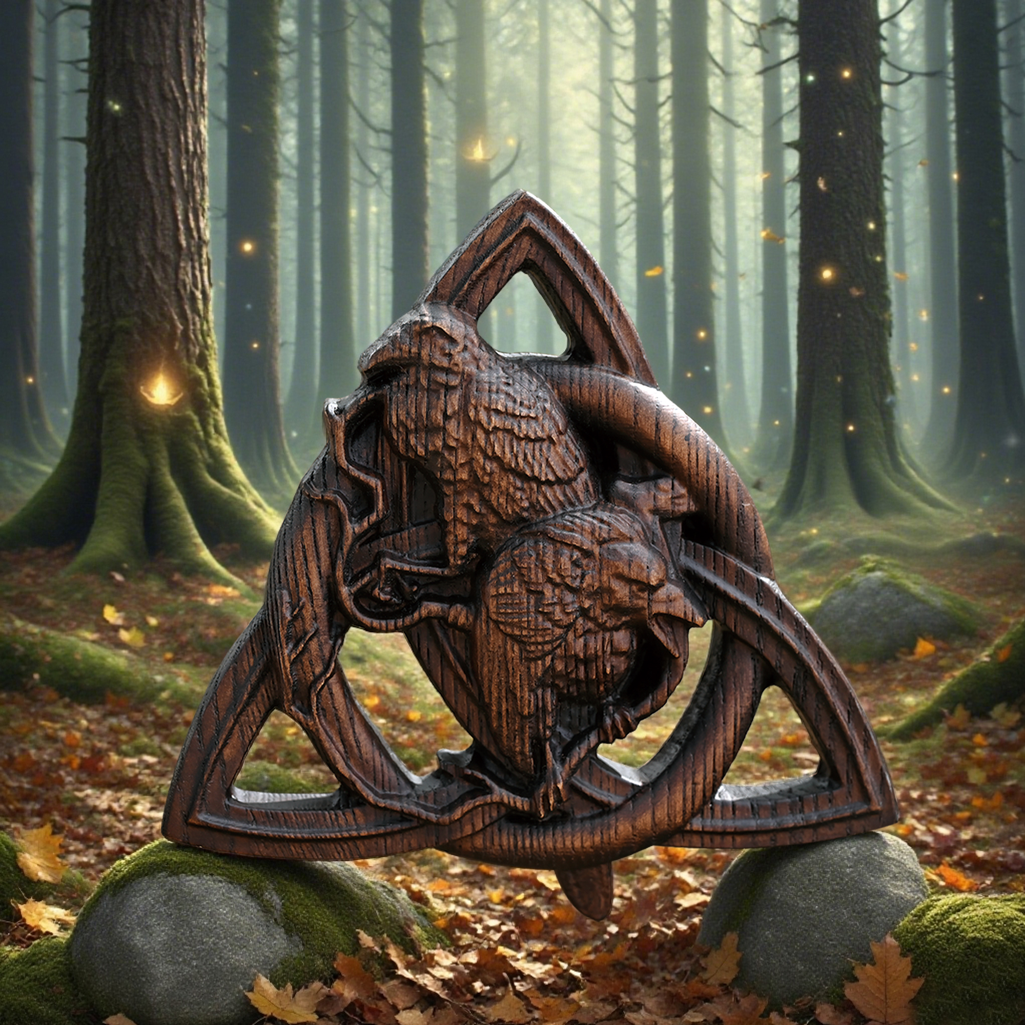 Odin’s Messengers” Beechwood Wall Talisman