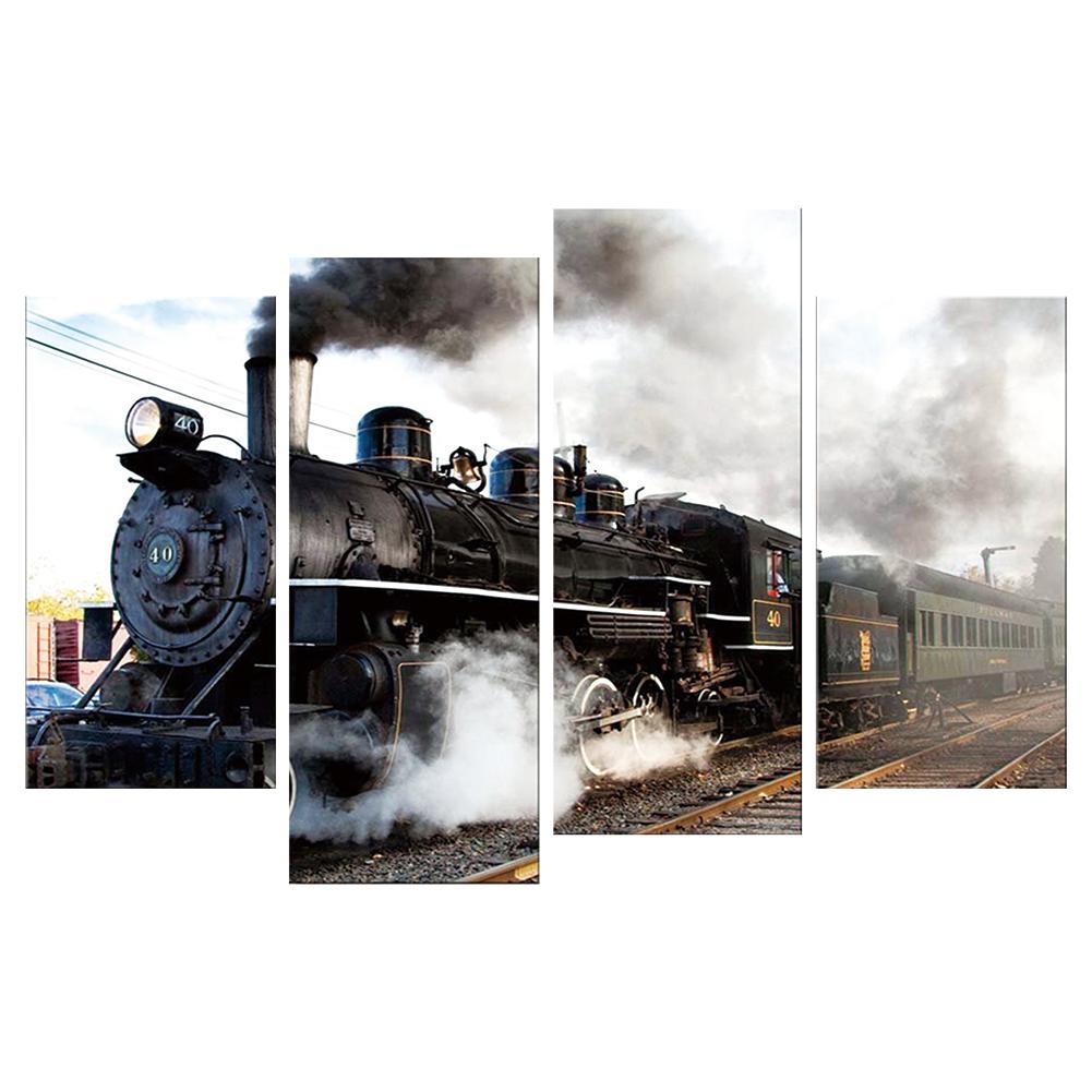 4pcs Train Square Full Drill Diamond Painting 80X40CM(Canvas) gbfke