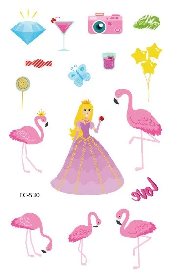 12 kinds Cartoon Fairy Princess Temporary Tattoo Stickers for Kids faux tatouage temporaire Disposable Children Cute Girl Gift