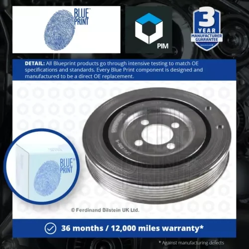 Crankshaft Pulley fits FIAT DOBLO 263 1.3D 2010 on Belt Blue Print 46819147 New Parts