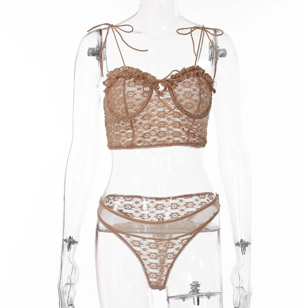 Wriufred Push up lace underwear ruffled sexy lingerie panties set women body shaping no trace abdomen chest support bra set