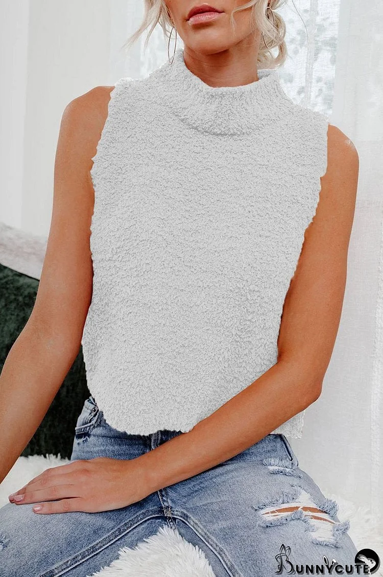 Solid Color Sleeveless Knitted Top