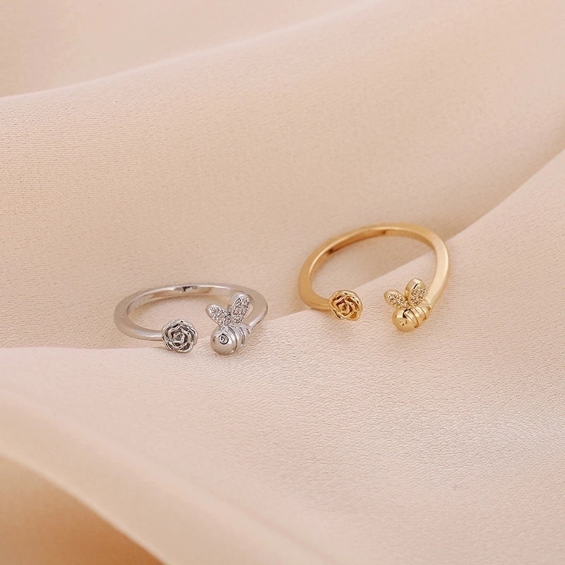 Minimalist Bee Copper Plating Open Rings