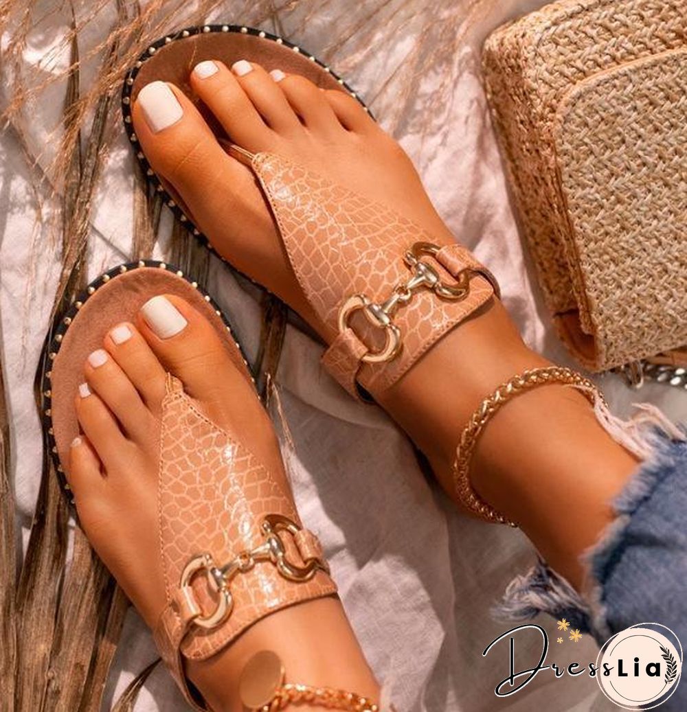 Chic Open Toed Alloy Chain Embellished Sandal Shoes