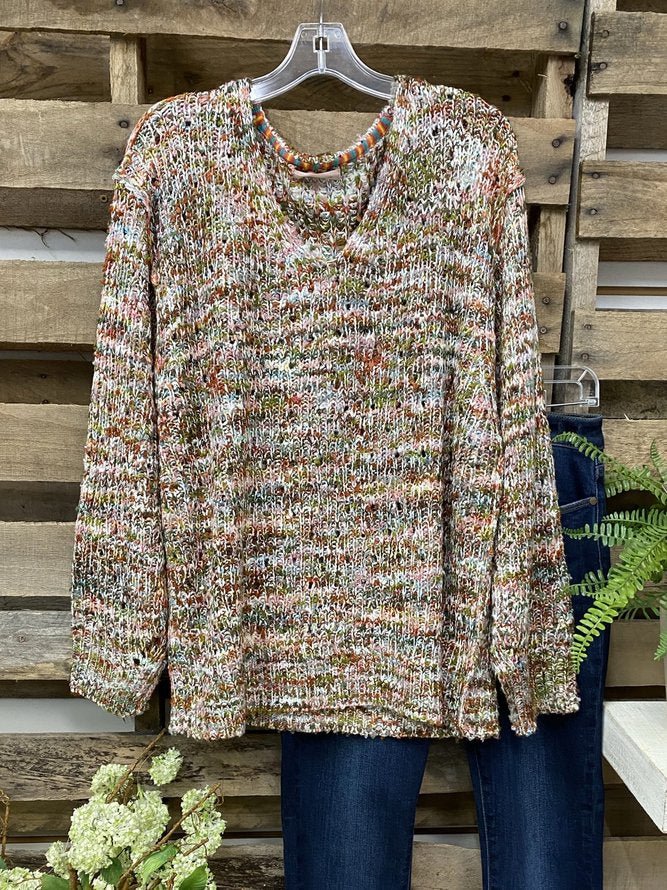 Long Sleeve Patchwork Sweater