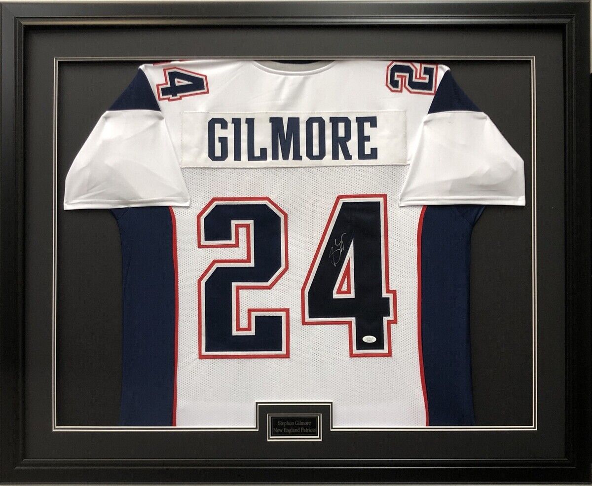 Stephon Gilmore signed framed custom jersey NFL New England Patriots JSA COA