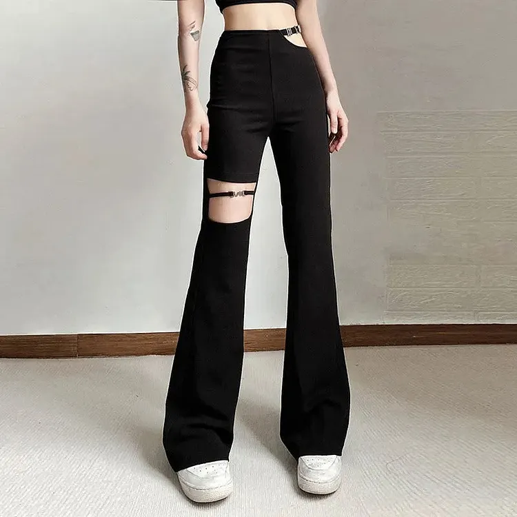 Black Utility Belt Cargo Pants