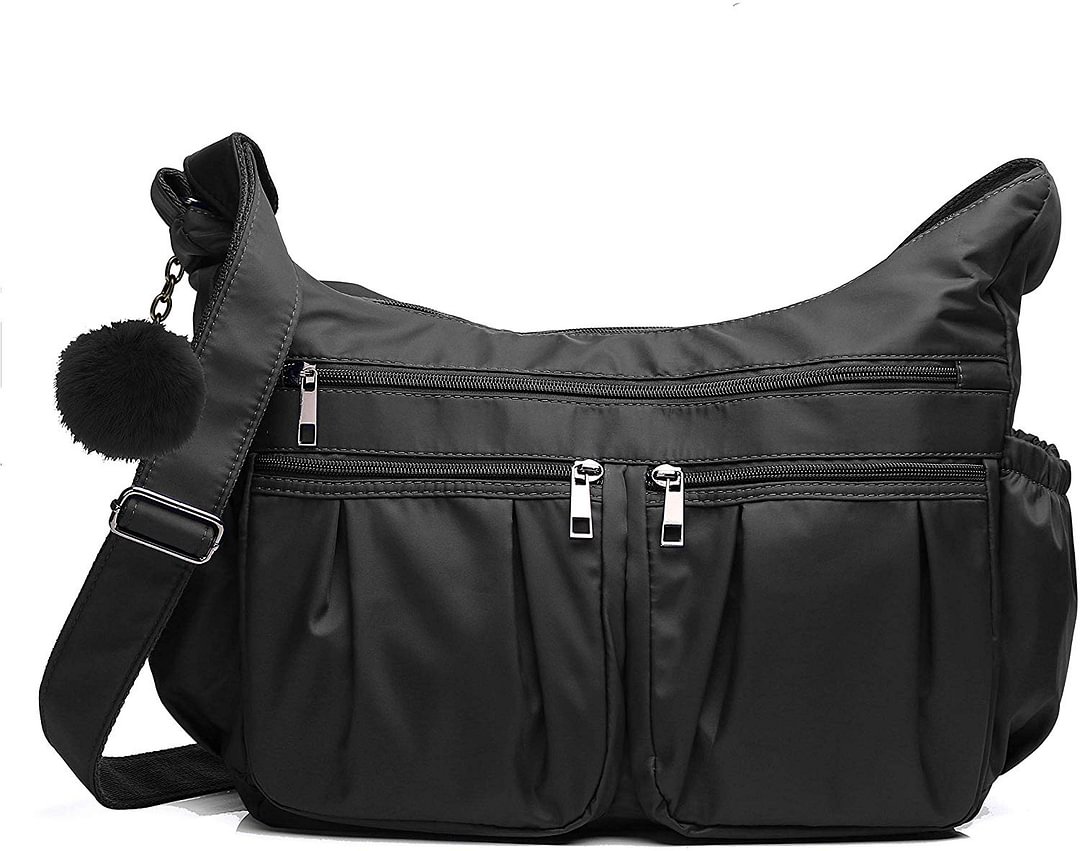 Women Waterproof Nylon Travel Purses and Handbags Lightweight Work Bag Multi Pocket Shoulder Bag
