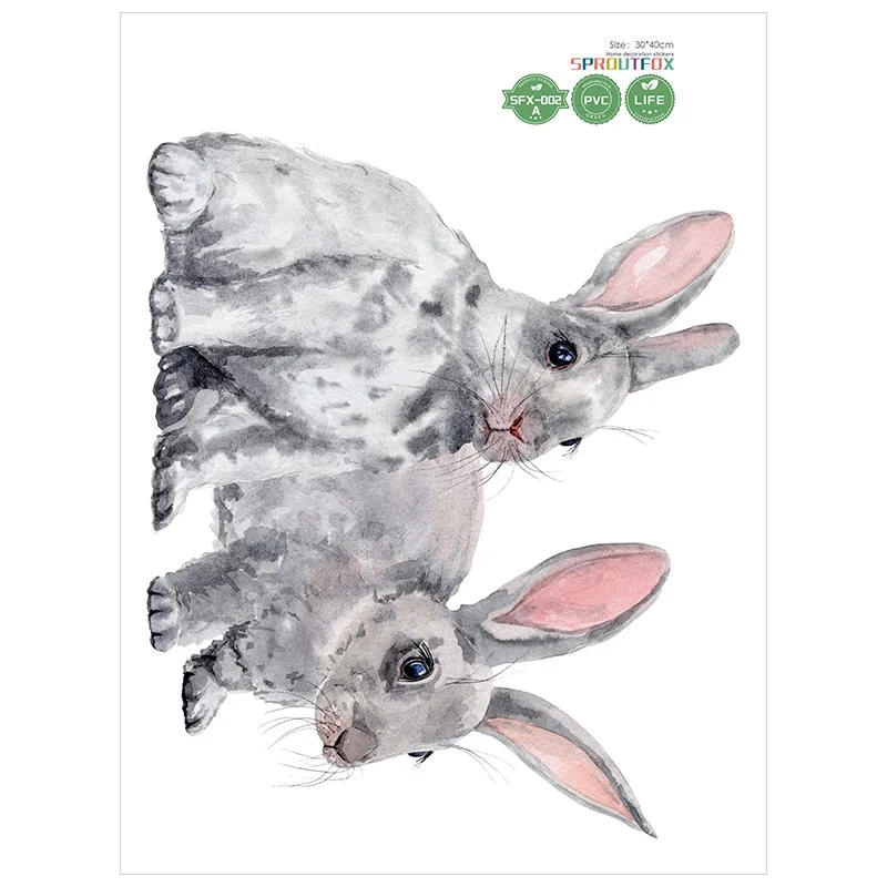 Color Wall Stickers For Kids Rooms Rabbits Christmas Home Decoration Accessories 2021 Bedroom Girl Vinyl Decorative 30*40cm