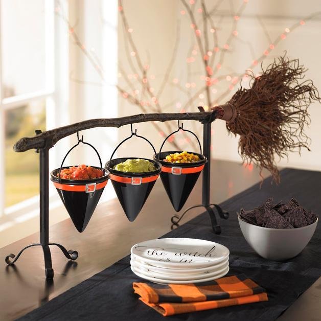 Broomstick Snack Bowl Stand,Halloween Party Decoration