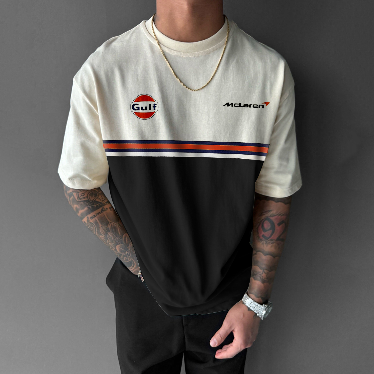 Men's Casual Contrast Racing T-shirt