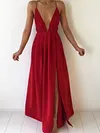 Split-Side Plunging Condole Belt Maxi Dresses