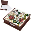 Wooden DIY Flower Cat Diamond Painting Kit Note Box with 160 Papers for Office