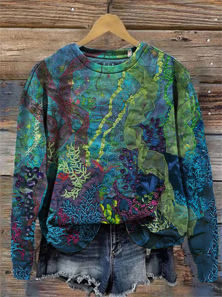 Ocean Inspired Textile Art Comfy Sweatshirt  artssus