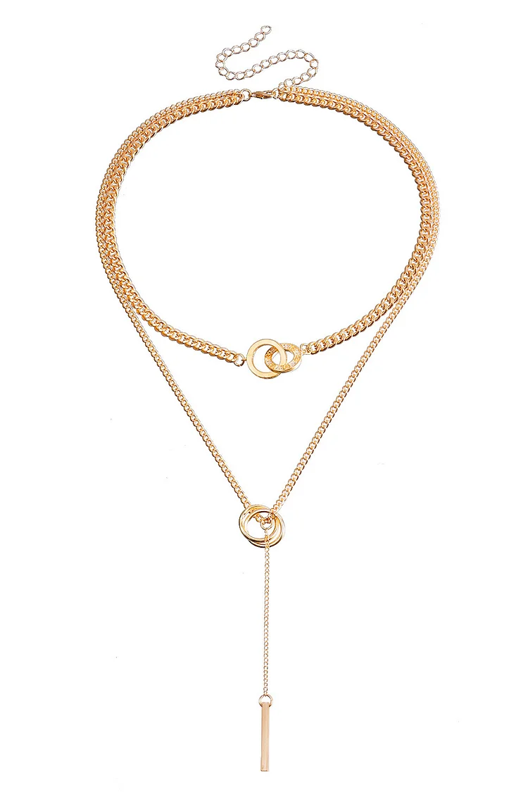 Party Double Round Pendant Layered Chain Necklace 2024 - Xpluswear