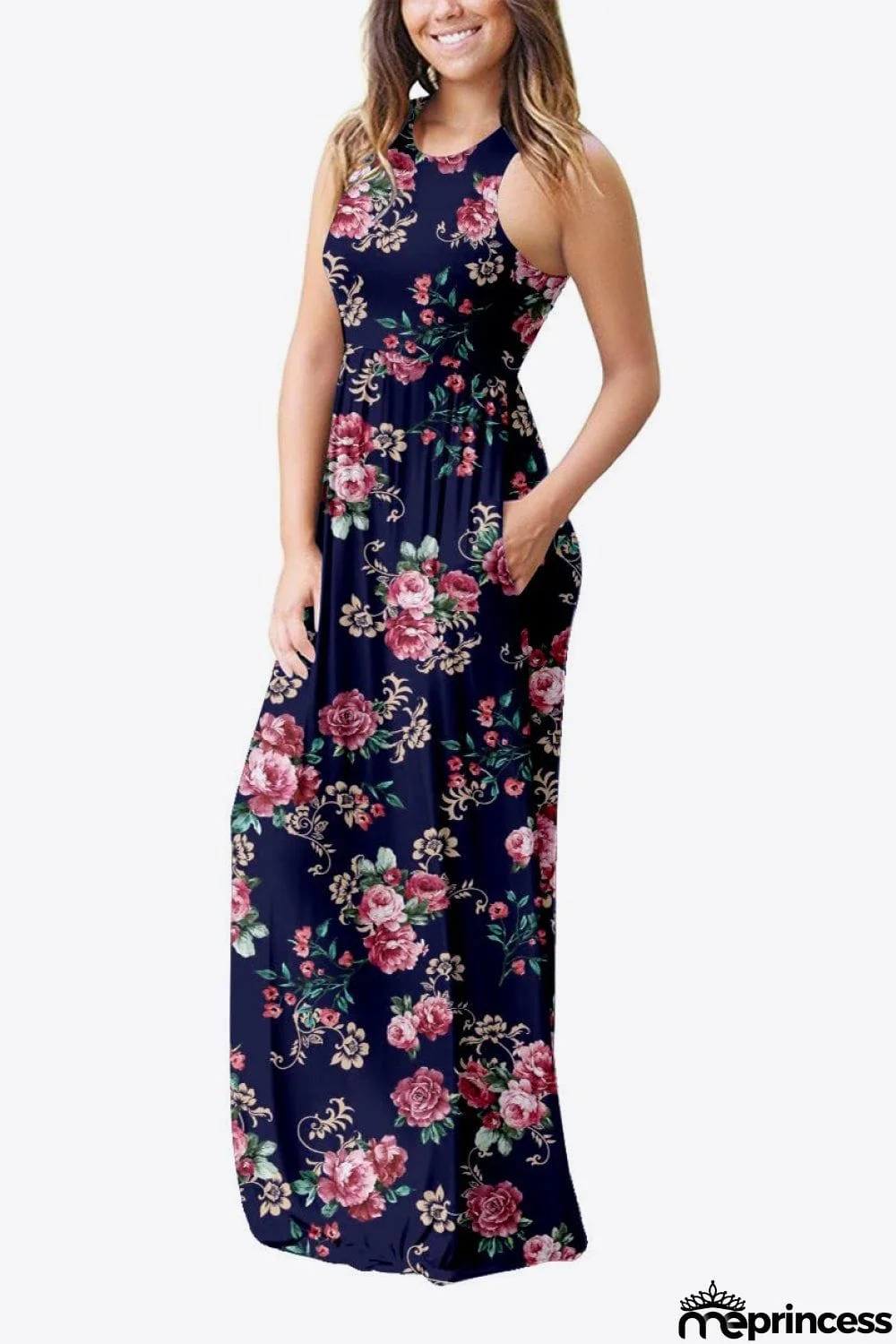 Empire Waist Sleeveless Dress with Pockets