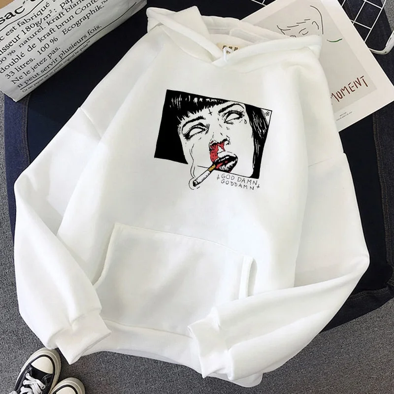 Women Winter Hoodies size clothes Sweatshirt tops clothing Hoody vintage diy Print Harajuku para Hoodie Sleeve Female thrasher