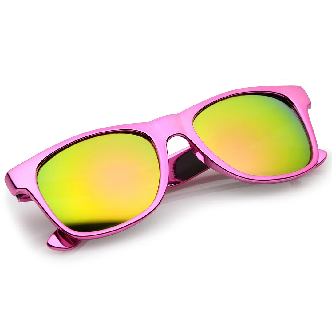 Retro Metallic Square Colored Mirror Lens Horn Rimmed glasses 55mm