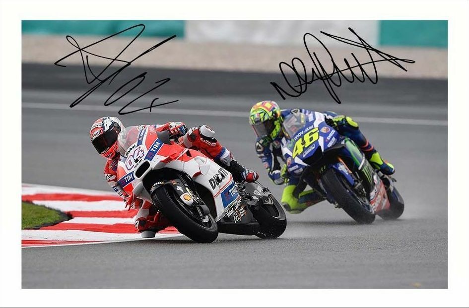 ANDREA DOVIZIOSO & VALENTINO ROSSI - MOTO GP AUTOGRAPH SIGNED Photo Poster painting POSTER PRINT