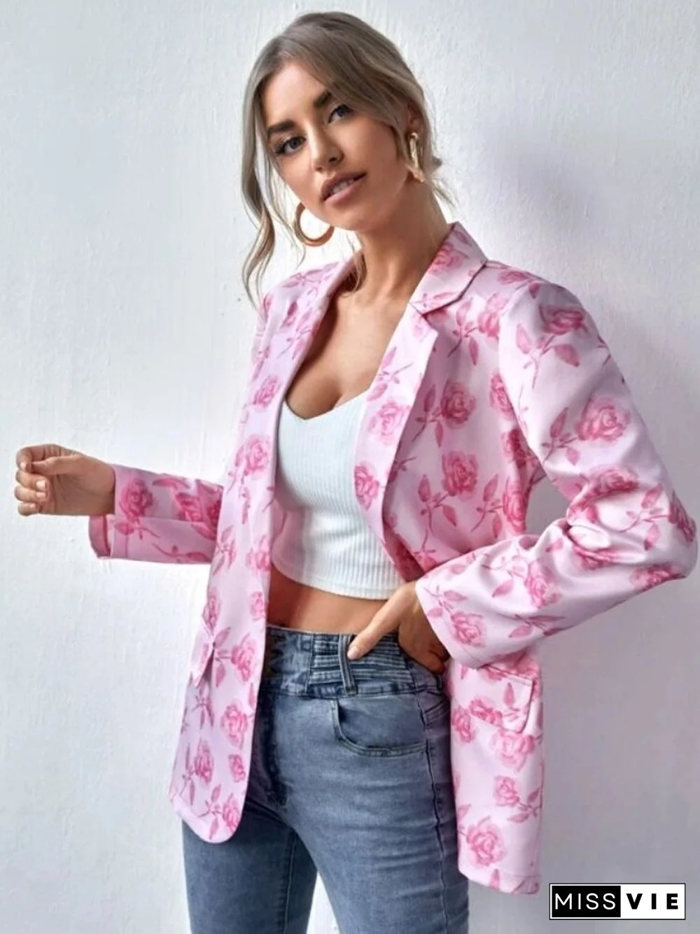 Spring And Summer Women's Suit Jacket One Button Printing Fashion Trend Temperament Commuter Women's Casual Small Suit Jacket