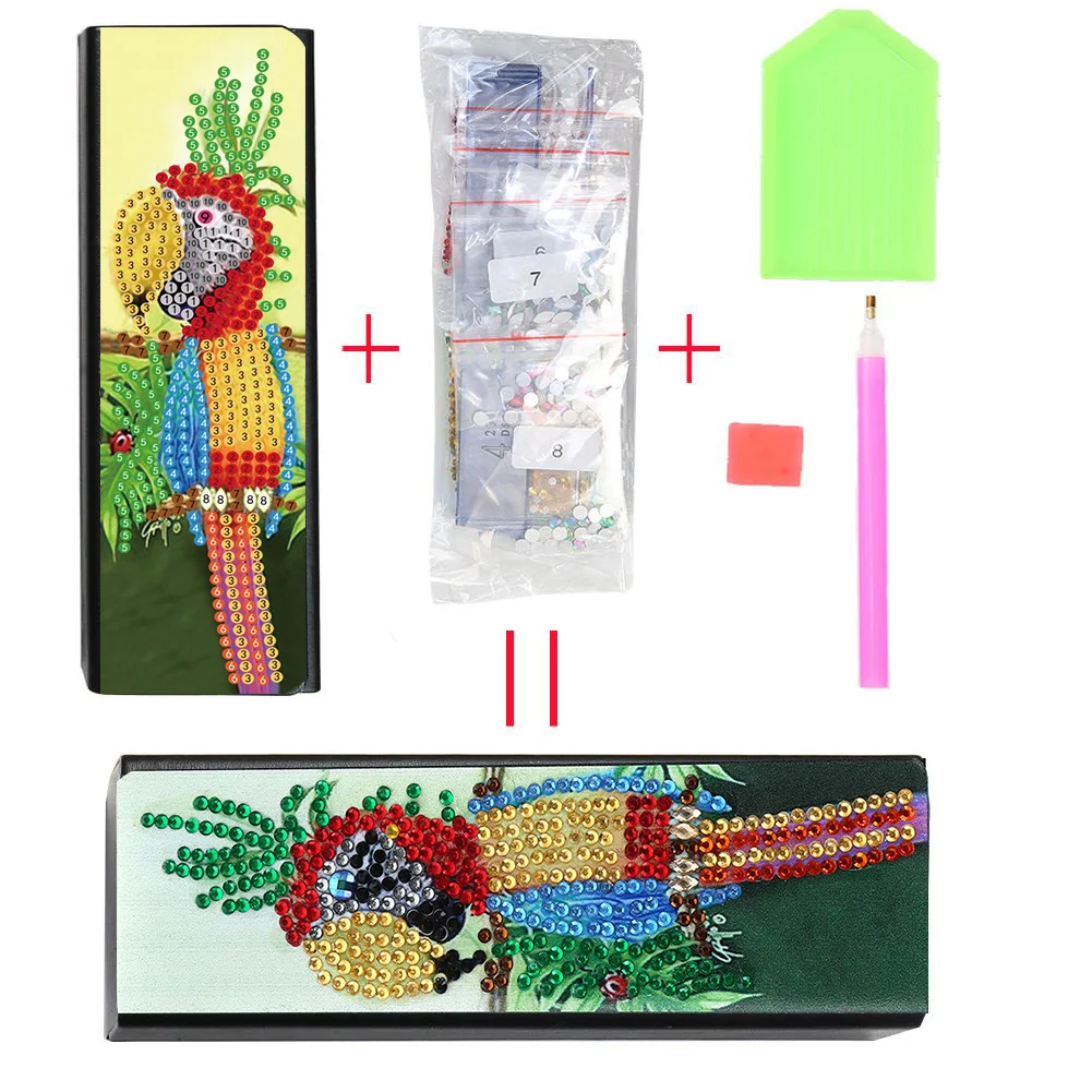 DIY Leather Diamond Painting Glasses Storage Case Mosaic Kit (Q38 Bird)