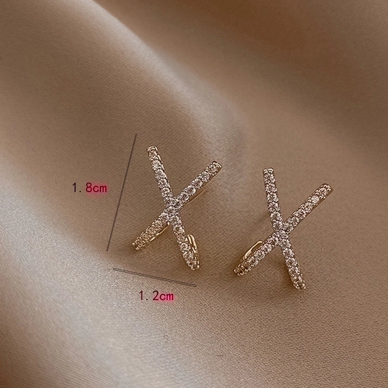 1 Pair Shiny Letter Stainless Steel Plating Inlay Zircon Gold Plated Ear Studs