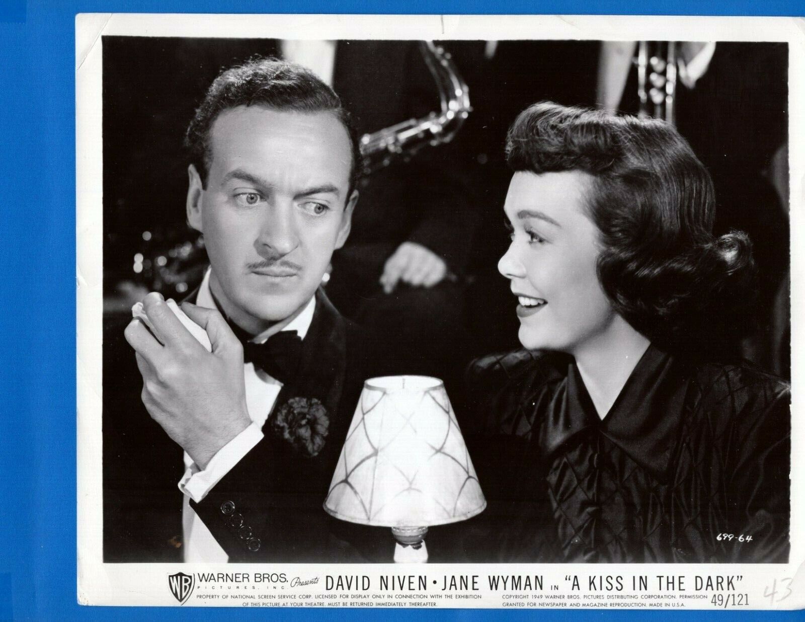 DAVID NIVEN JANE WYMAN Vintage 8x10 Promo Press Photo Poster painting 1949 A KISS IN THE DARK