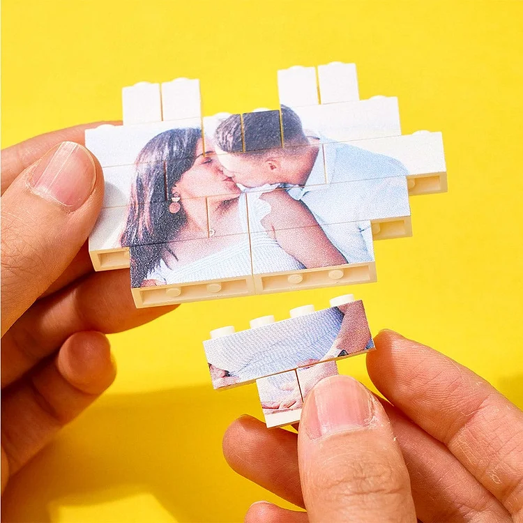 Custom  Code Building Brick Personalized Photo Block Heart Shape