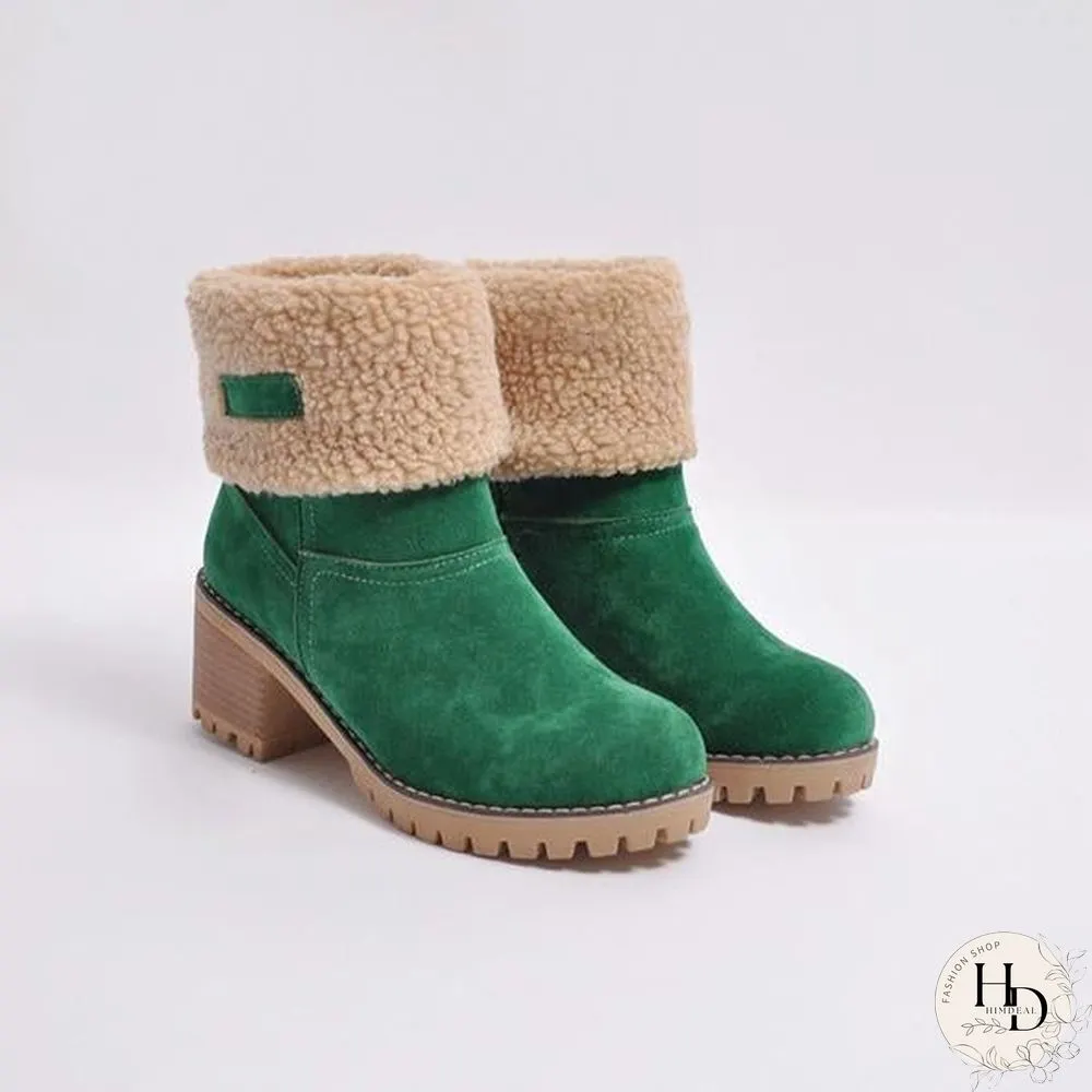 Square Heel Short Plush Snow Boots