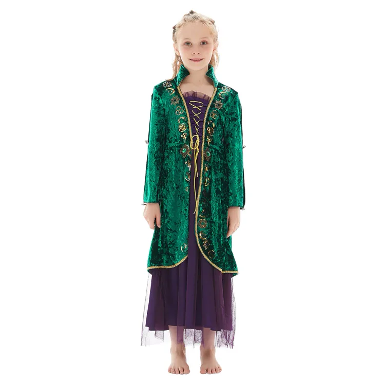 Kids Hocus Pocus- Winifred Sanderson Cosplay Costume Outfits Halloween Carnival Suit