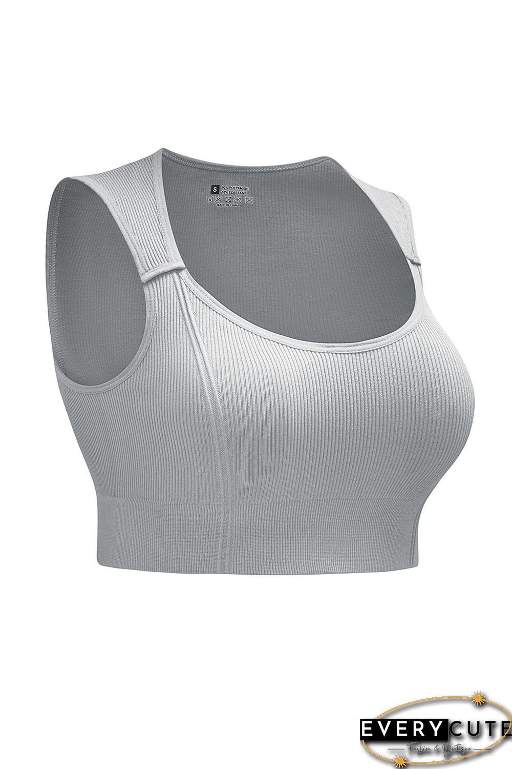 Gray Joint Straps Sleeveless Ribbed Gym Top