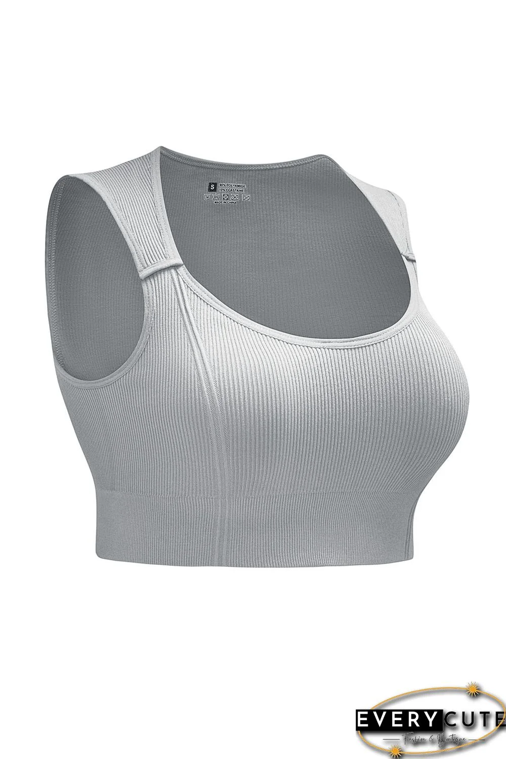 Gray Joint Straps Sleeveless Ribbed Gym Top