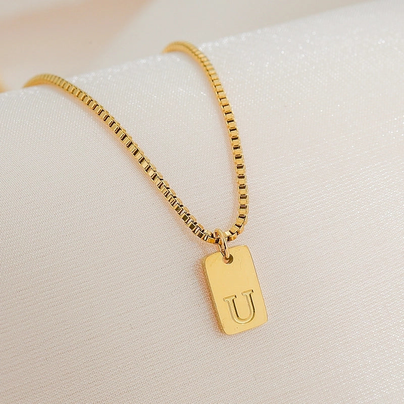 Minimalist Letter 304 Stainless Steel 18K Gold Plated Pendant Necklace