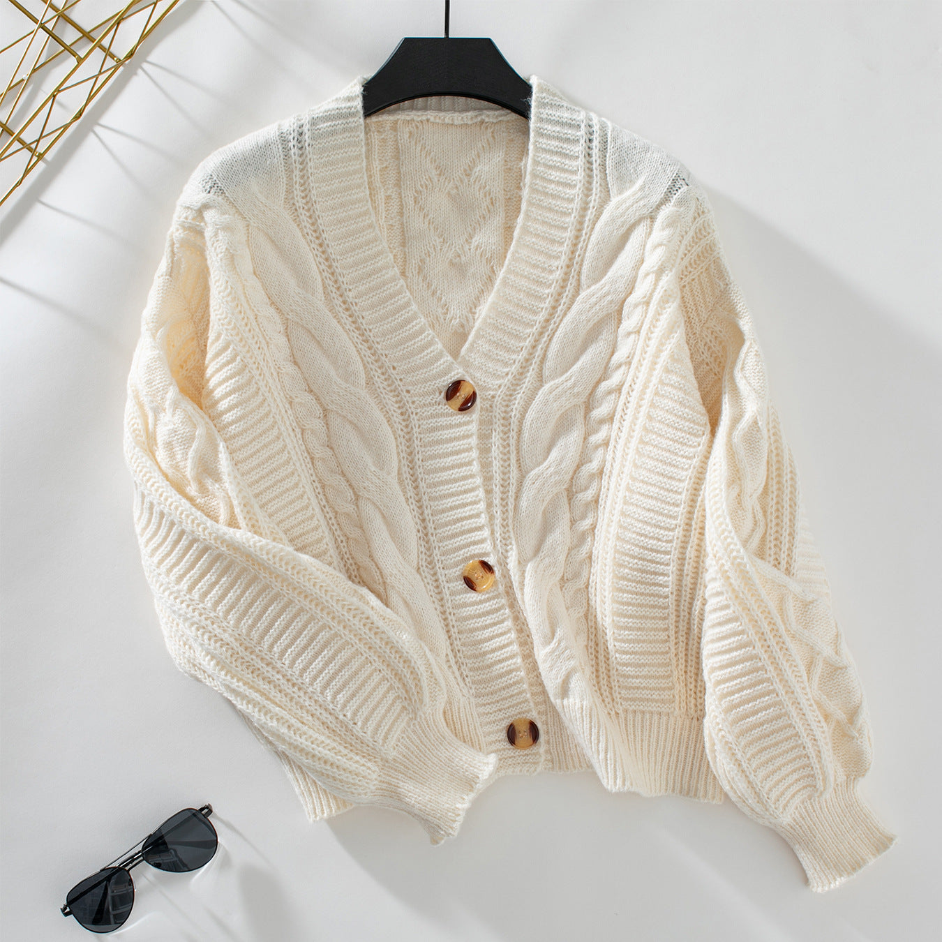 Aiertu y2k outfits Retro Solid Color Twisted Knitted Cardigan Women's Autumn and Winter Loose Button Cardigan Sweater Coat aiertu