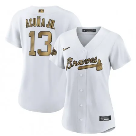 Women's Atlanta Braves #13 Ronald Acuna Jr. 2022 All-Star White Stitched Baseball Jersey(Run Small)