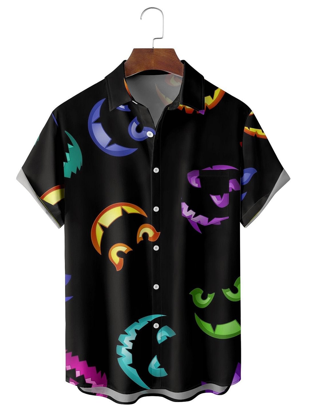 Men's Halloween Funny Emoji Print Cozy Shirt