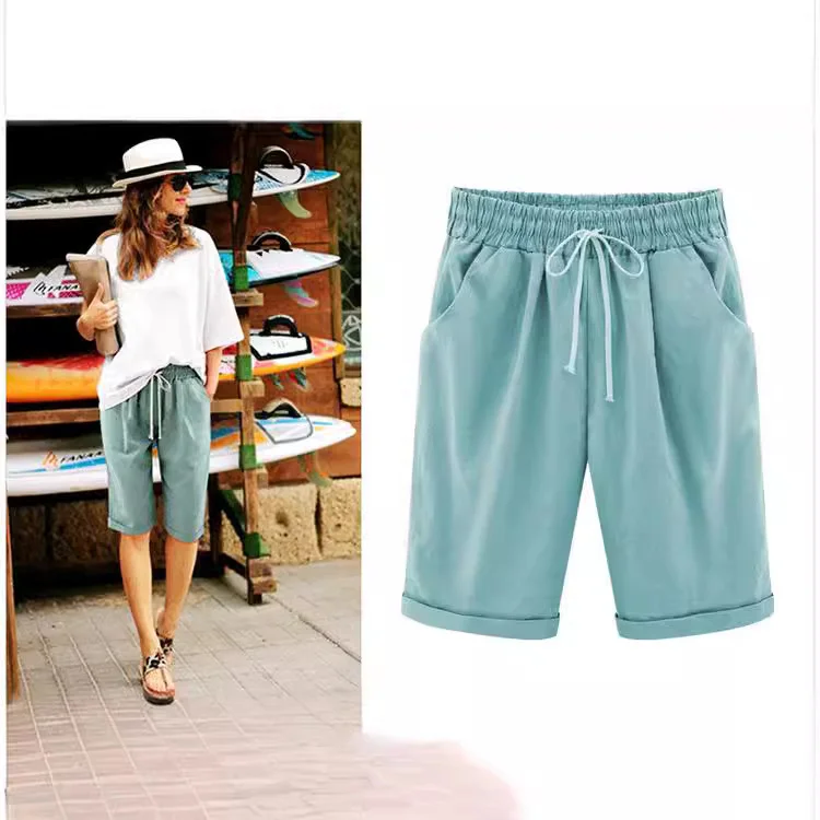 Brownm Brownm Sister Summer Dress Casual Pants Female Five Minute Pants Thin Money Outside Wearing Pants Large Size Women's Clothing 200 Catties Fat Mm Loose Female