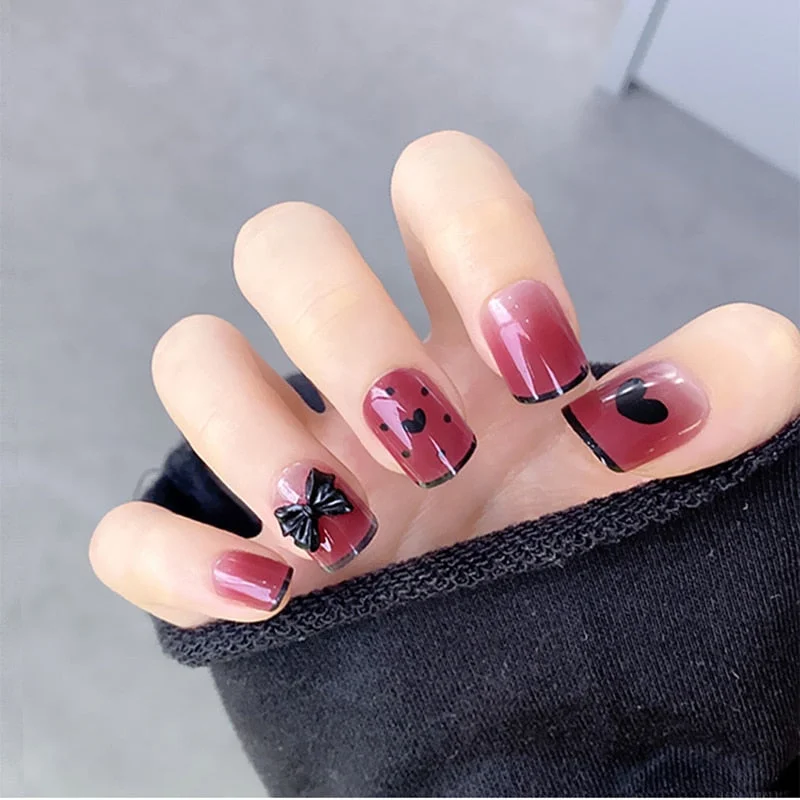 24pcs/set Acrylic Fake Nails Full Cover False Nail Art Tips 10 Sizes Fashion Designs With Nail Adhesive Sticker Coffin Nails-Nail Inspo