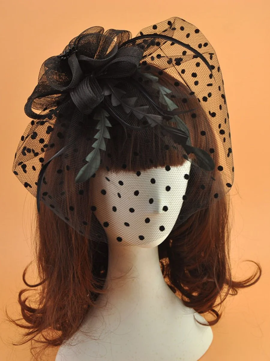 Bridal Veil For Women Top Hat Retro Feather Hair Accesory