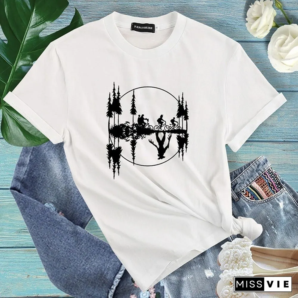 Stranger Things Print Short Sleeve T-Shirt Women Casual Funny T Shirt Tops