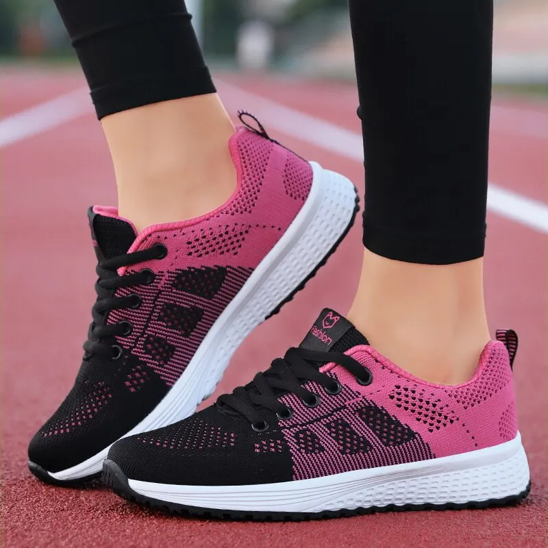 VIP New Women Shoes Flats Fashion Casual Ladies Shoes Woman Lace-Up Mesh Breathable Female Sneakers Zapatillas Mujer